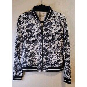 Madden NYC Women's Full Zip Lightweight Jacket Black Gray White  Size Medium